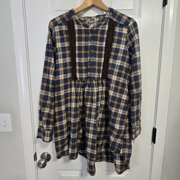 Wrangler Wrancher Women's Plaid Flannel Babydoll Pullover Button V-Neck - Picture 8 of 13
